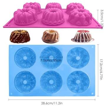 SAGOOITS Mini Bundt Cake Pan Set of 3 Non-Stick Molds