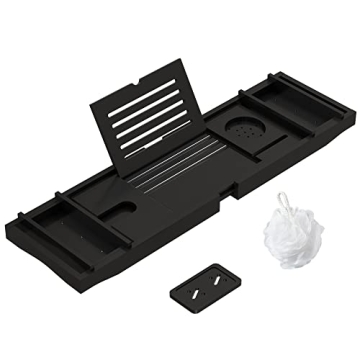 Bamboo Bathtub Tray for Luxury Bathrooms, Adjustable & Expandable