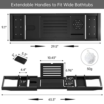 Bamboo Bathtub Tray for Luxury Bathrooms, Adjustable & Expandable