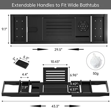 Bamboo Bathtub Tray for Luxury Bathrooms, Adjustable & Expandable