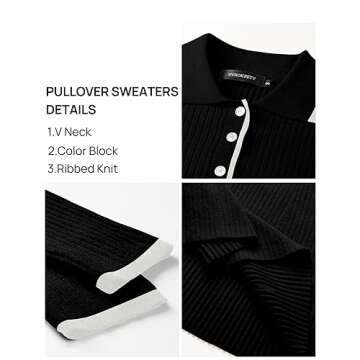 MEROKEETY Women's Long Sleeve V Neck Sweater Dress Button Ribbed Knit Slim Fit Elegant Maxi Dresses, Black, S