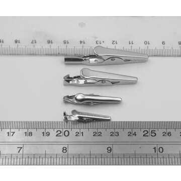 IEUYO Multipurpose Metal Mini Alligator Clips for Battery Test Lead Steel Crocodile Clamps, Place Card Holder,Silver Tone Nickel Plated Large/Midium/Small/Mini (51/45/35/28mm) 4 Sizes/100PCS