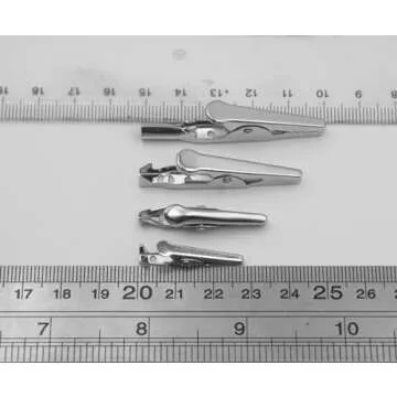 IEUYO Multipurpose Metal Mini Alligator Clips for Battery Test Lead Steel Crocodile Clamps, Place Card Holder,Silver Tone Nickel Plated Large/Midium/Small/Mini (51/45/35/28mm) 4 Sizes/100PCS