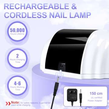 NXJ INFILILA Cordless Nail Lamp, Rechargeable UV LED Nail Lamp, 268W Fast Curing Wireless Nail Lamp with 36Pcs Lamp Beads for Hands & Feet, Quick Dry Gel Lamp for Salon & Home