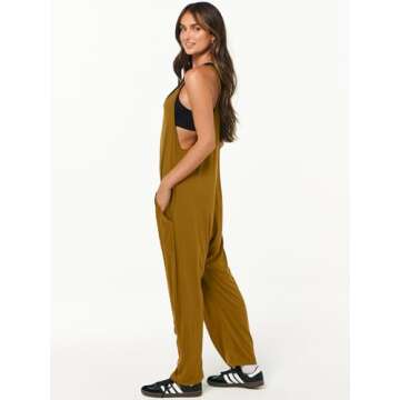 ANRABESS Jumpsuits for Women Casual Summer Overalls Sleeveless Spaghetti Strap Romper Jumpers Trendy Beach Vacation Outfits Caramel X-Large