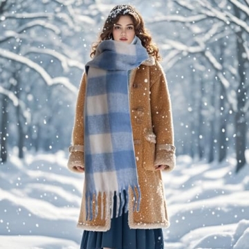 Stylish SHOHOKU Large Chunky Plaid Scarf for Winter Warmth