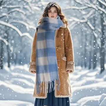 Stylish SHOHOKU Large Chunky Plaid Scarf for Winter Warmth