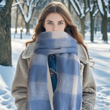 Stylish SHOHOKU Large Chunky Plaid Scarf for Winter Warmth