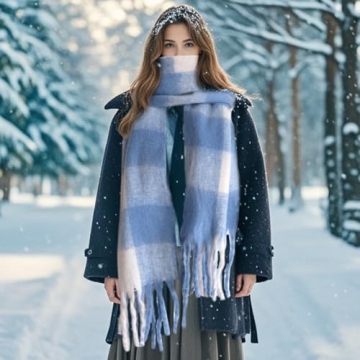 Stylish SHOHOKU Large Chunky Plaid Scarf for Winter Warmth