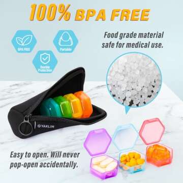 Small Pill Box for Daily Vitamins & Travel Use