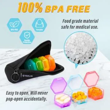 Small Pill Box for Daily Vitamins & Travel Use