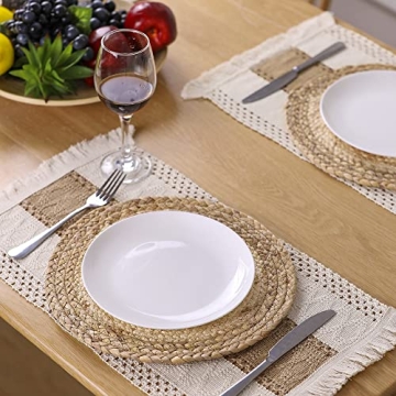 Handmade Boho Placemats Set of 6 - Natural Design