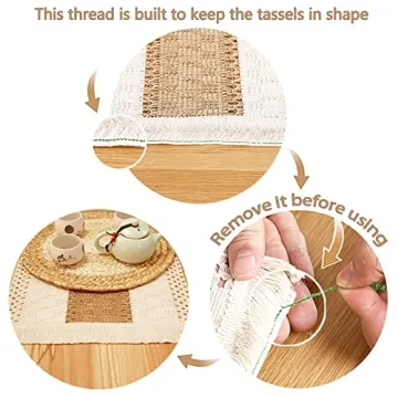 Handmade Boho Placemats Set of 6 - Natural Design