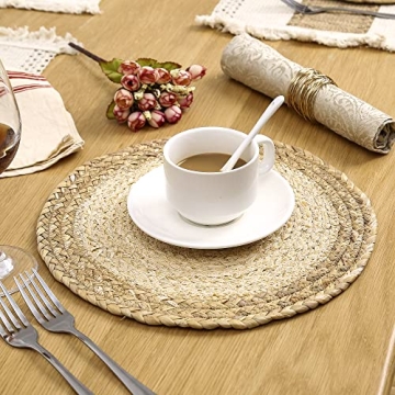 Handmade Boho Placemats Set of 6 - Natural Design