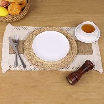 Handmade Boho Placemats Set of 6 - Natural Design