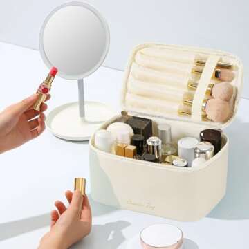 KITENROM Travel Makeup Bag Portable Cosmetic Bags for Women Large Toiletry Bag Case Pouch Organizer ...