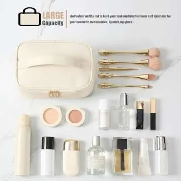 KITENROM Travel Makeup Bag Portable Cosmetic Bags for Women Large Toiletry Bag Case Pouch Organizer Waterproof (Light Beige)