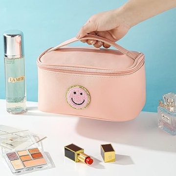 WALONER Cute Preppy Makeup Bag, Large Waterproof Organizer