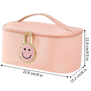 WALONER Cute Preppy Makeup Bag, Large Waterproof Organizer