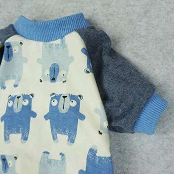 Fitwarm Lovely Bear Pet Clothes for Dog Pajamas Cat Jumpsuit PJS Apparel Cotton Blue Large