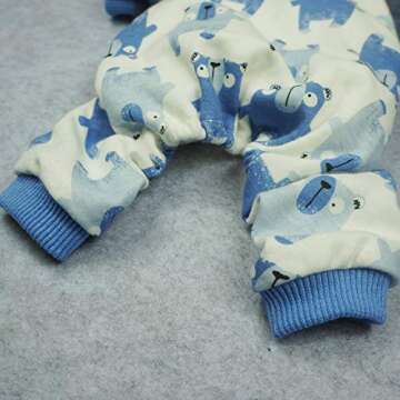 Fitwarm Lovely Bear Pet Clothes for Dog Pajamas Cat Jumpsuit PJS Apparel Cotton Blue Large
