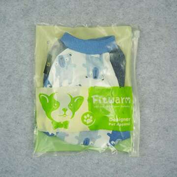 Fitwarm Lovely Bear Pet Clothes for Dog Pajamas Cat Jumpsuit PJS Apparel Cotton Blue Large