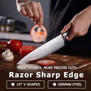 PAUDIN 14-Piece Kitchen Knife Set with Block