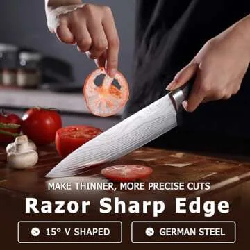 PAUDIN 14-Piece Kitchen Knife Set with Block