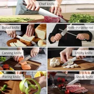 PAUDIN 14-Piece Kitchen Knife Set with Block