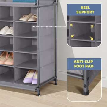 STORAGE MANIAC Stackable Shoe Cubby Organizer, Free Standing Shoe Cube Rack for Entryway, Bedroom, Apartment, Closet, 20-Cube Gray