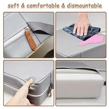 Toddler Booster Seat for Dining Table, PU Washable Double Safe Straps Non-Slip Bottom Booster Seat Dining Toddler, Portable Travel Increasing Cushion (Grey)