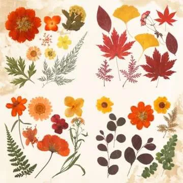 Augshy Fall Dried Pressed Flowers for Art and Crafts