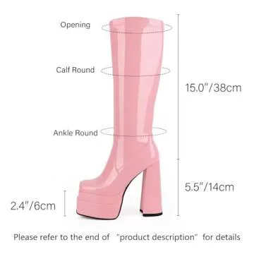WETKISS Platform Knee High Boots - Chic Pink Dressy & Casual Wear