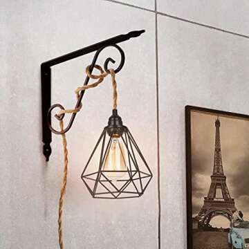 Frideko Hanging Lamp - 16.5ft Plug in Pendant Light, Farmhouse Hanging Lights with Plug in Cord, Ind...