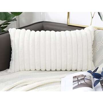 PANOD Faux Fur Decorative Lumbar Throw Pillow Covers for Bed and Sofa