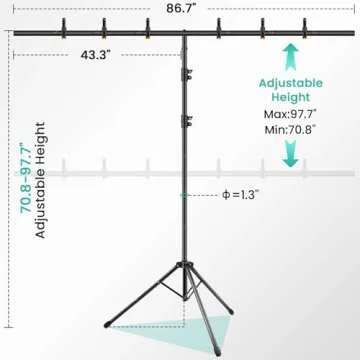 8 x 5.3ft Adjustable Photo Backdrop Stand - Portable Sturdy Back Drop Stand