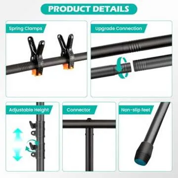 8 x 5.3ft Adjustable Photo Backdrop Stand - Portable Sturdy Back Drop Stand