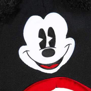Disney Big Boys Mickey Mouse Laplander Cold Weather Hat, Black, Age 8-18
