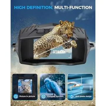 Night Vision Goggles - 5K Night Vision Binoculars for Adults, 5000mAh Rechargeable Infrared Binoculars with 3'' Large Screen, 10X Digital Zoom External Flashlight for Camping