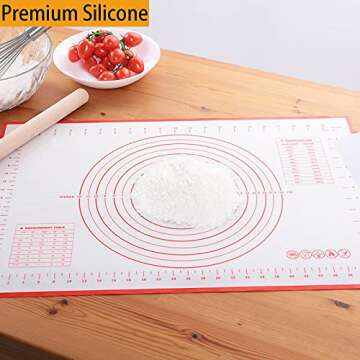 Silicone Pastry Mat Extra Thick Non Stick Baking Mat, Fondant Mat,Counter Mat,Dough Rolling Mat, Ove...