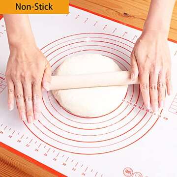 Silicone Pastry Mat Extra Thick Non Stick Baking Mat, Fondant Mat,Counter Mat,Dough Rolling Mat, Oven Liner, Pie Crust Mat (24''(W)*32''(L), Red)