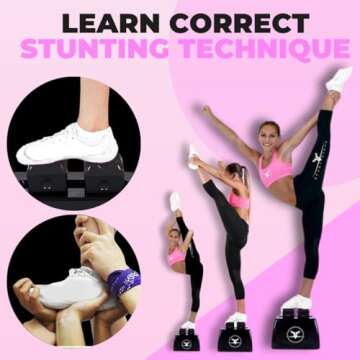 STUNT STAND® Cheerleading Balance & Flexibility Stunt Training Equipment - Increase Stunt Awareness SAFELY on the Ground - FREE Training Video Links Included - Black