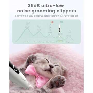 PAPMINI Dog Grooming Kit with LED Display,35dB Ultra-Low Noise Dog Clippers for Grooming, Cordless D...