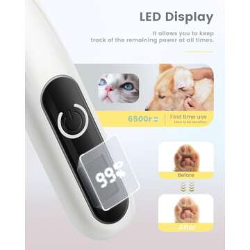 PAPMINI Dog Grooming Kit with LED Display,35dB Ultra-Low Noise Dog Clippers for Grooming, Cordless Dog Hair Trimmer,Type-C Rechargeable Dog Grooming Clippers for Paws, Ears, Face, Rump with LED Light