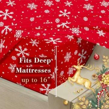 Luxury YIYEA Christmas King Size Bed Sheets Set