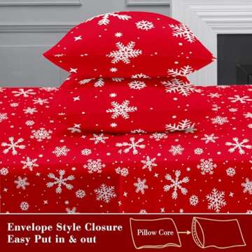 YIYEA Christmas King Size Sheets Set, Luxury 1800TC Double Brushed Microfiber Christmas Bed Sheets for King Size Bed, Extra Soft, Deep Pocket, Shrinkage and Fade Resistant, 4PC (King)