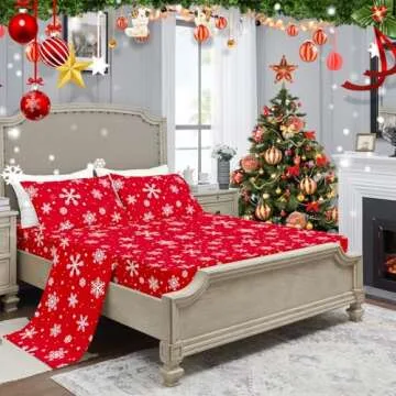 Luxury YIYEA Christmas King Size Bed Sheets Set