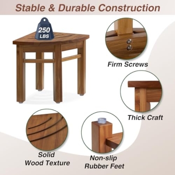 Stylish Lovitgo Teak Shower Stool for Any Bathroom