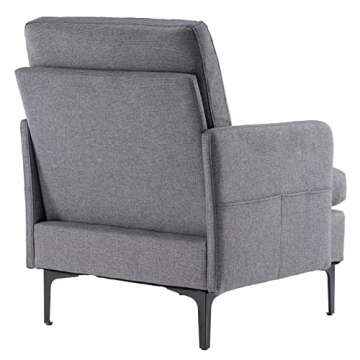 Karl home Mid-Century Accent Chair Modern Fabric Singl Sofa Dark Gray Upholstered Comfy Arm Chair Living Room Furniture