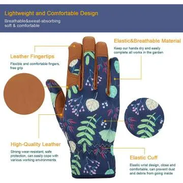 Bamllum Leather Gardening Gloves for Women - Durable & Stylish
